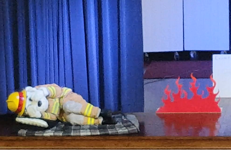 Image of Sparky during a Fire Prevention presentation