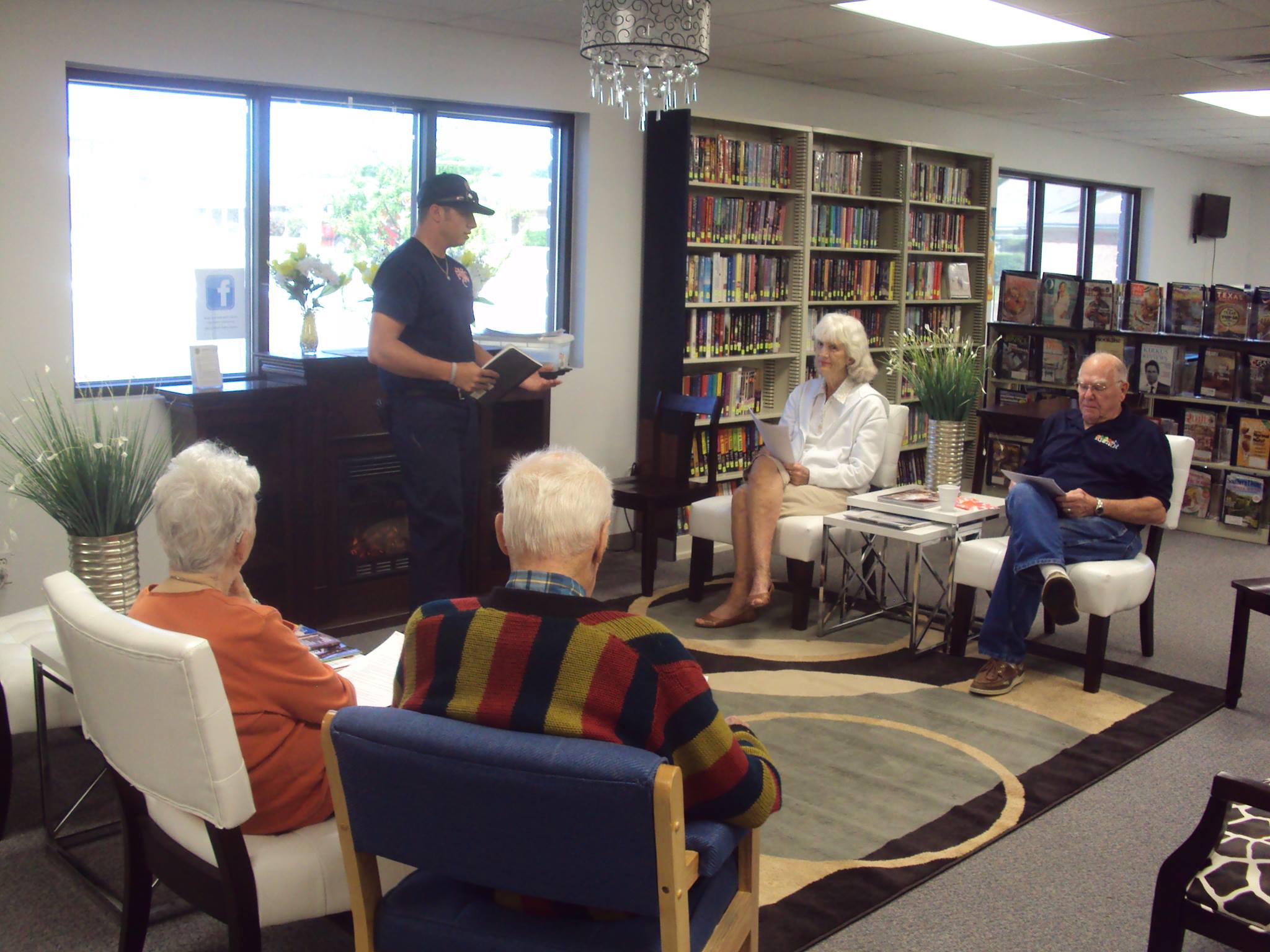 Image of personnel presenting a Fire Safety class at the Hewitt Library.