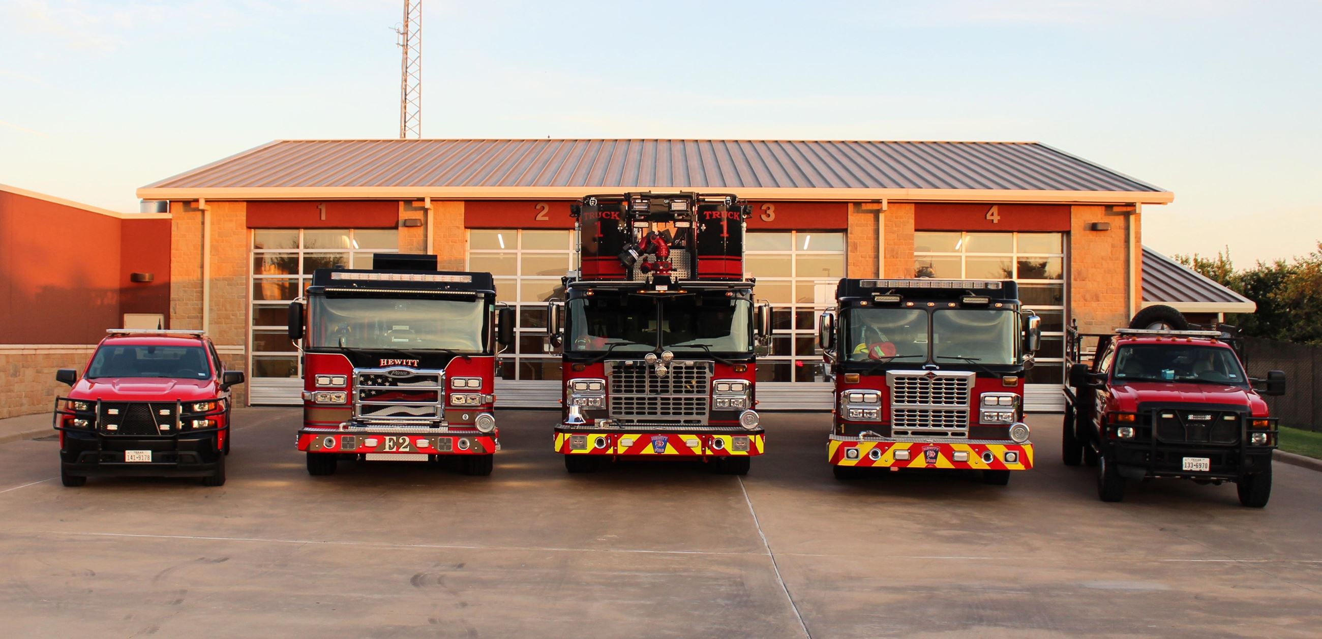 Fire Trucks In Front of Station 1